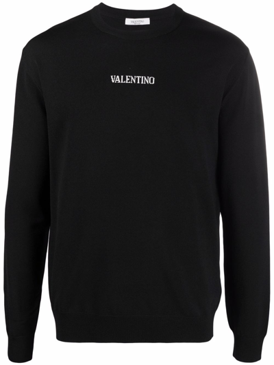 Shop Valentino Logo Printed Sweater In Nero