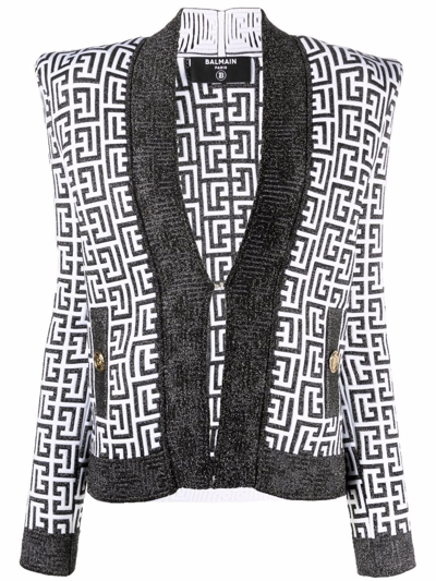 Shop Balmain Lamé Knitted Jacket In Multi