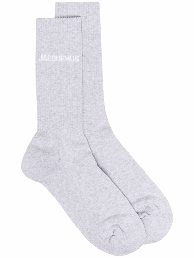 Shop Jacquemus Logo Socks In Grigio