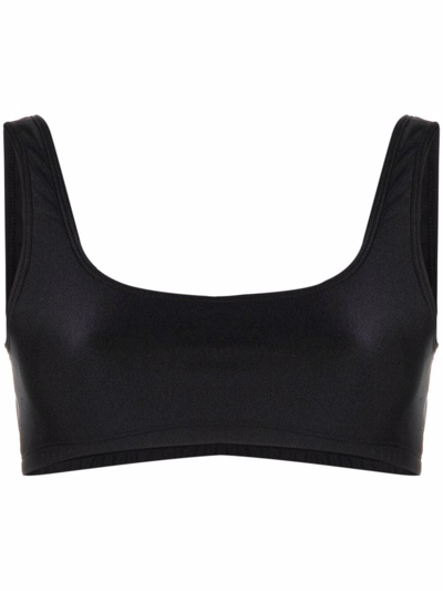 The Andamane Hollywood Scoop Neck Sleeveless Stretch Top In Nero