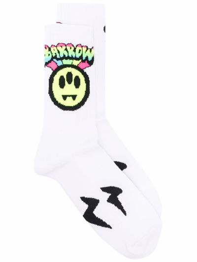 Shop Barrow Logo Socks In Bianco
