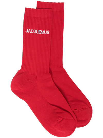 Shop Jacquemus Logo Socks In Rosso