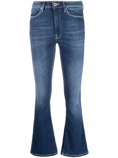 Shop Dondup Flared Cropped Jeans In Blu