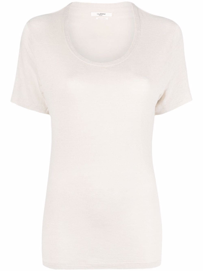 Shop Isabel Marant Étoile Linen T-shirt In Bianco