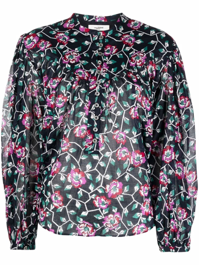 Shop Isabel Marant Étoile Cotton Voile Blouse In Multi