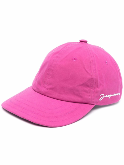 Shop Jacquemus Logo Embroidery Cap In Viola