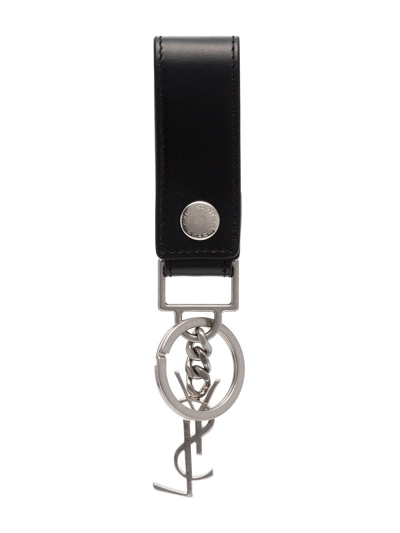 Shop Saint Laurent Logo Pendant Keyring In Nero