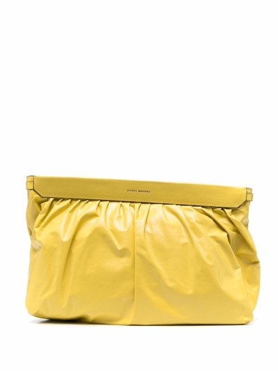 Shop Isabel Marant Luz Leather Clutch Bag In Giallo