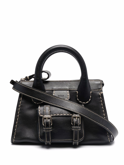 Chloé Black Leather Mini Edith Handbag  Black Chloe Donna Tu In Nero