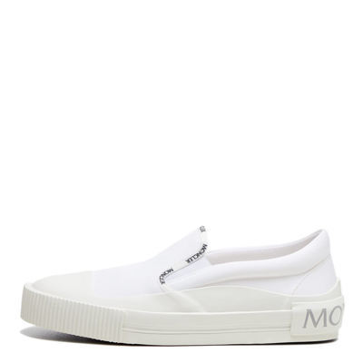 Shop Moncler Glissiere Tri Slip On Shoes In White
