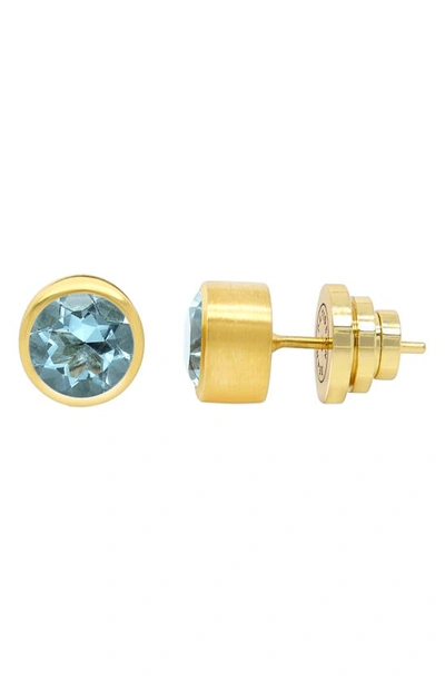 Shop Dean Davidson Signature Midi Knockout Stud Earrings In Blue Topaz/gold