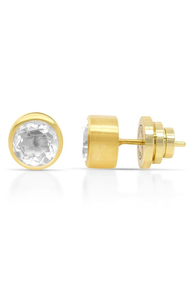 Shop Dean Davidson Signature Midi Knockout Stud Earrings In Crystal Quartz/ Gold