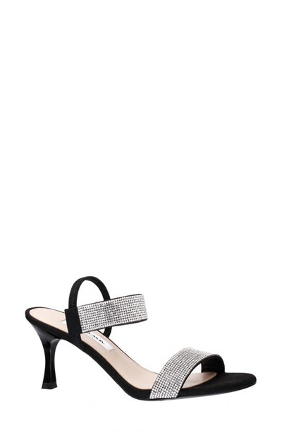 Shop Nina Luz Embellished Sandal In True Black Glam Suede