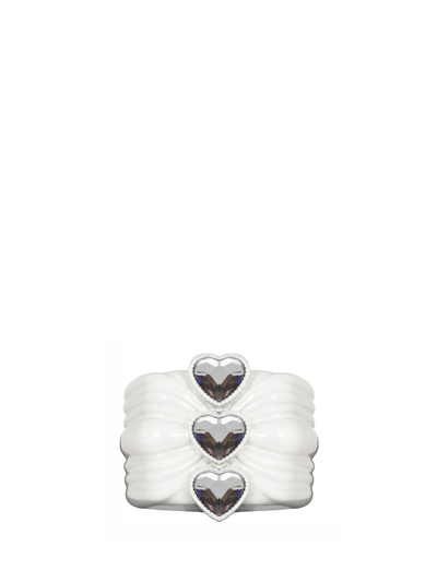 Shop Acchitto X Gente Roma Corecini Crystal White Ring With Silver Crystals