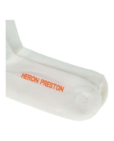 Shop Heron Preston Ctnmb Long Socks In White/orange