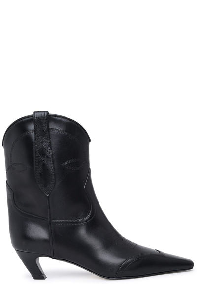 Shop Khaite The Dallas Cowboy Ankle Boots In Black