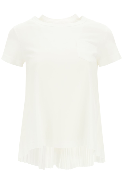 Shop Sacai Hybrid T-shirt In White (white)