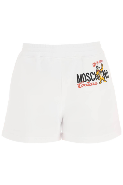 Shop Moschino Kelloggs Short Sweatpants In Fantasia Bianco (white)