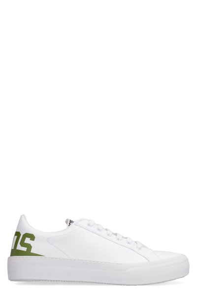 Shop Gcds Faux Leather Sneakers In White