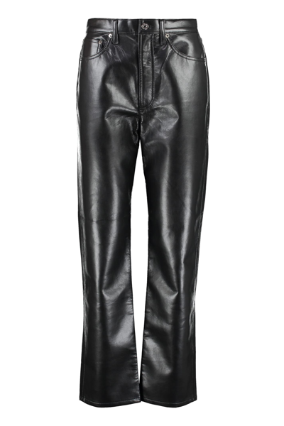 Agolde Ren Straight Leather Pant Detox In Black In Black