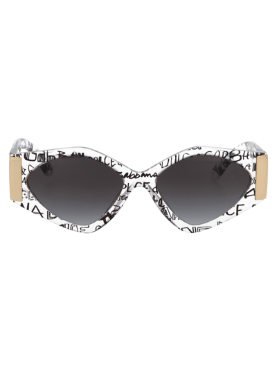 Shop Dolce & Gabbana 0dg4396 Sunglasses In 33148g Transparent Graffiti