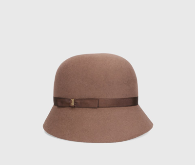 Shop Borsalino Asymmetric Cloche Hat In Chestnut