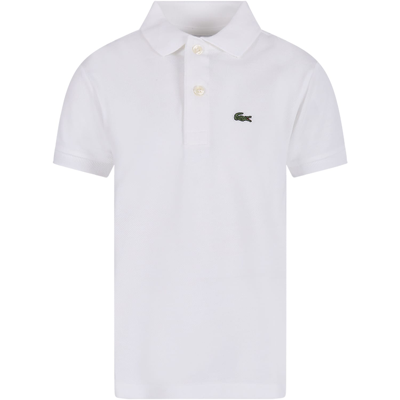 Shop Lacoste White Polo Shirt For Boy With Green Crocodile