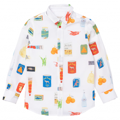 Shop Paul Smith Junior Shirt With Print In White