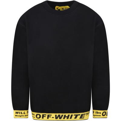 Shop Off-white Black Sweatshirt For Boy With Logos