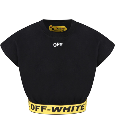 Shop Off-white Black T-shirt For Girl With Logos