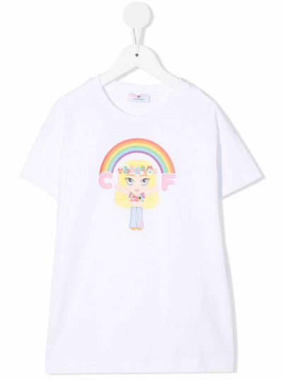 Shop Chiara Ferragni White Cotton T-shirt With Mascot Print