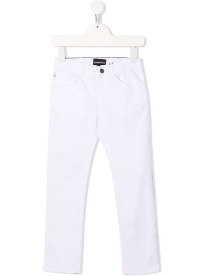 Shop Emporio Armani White Denim Jeans With Logo