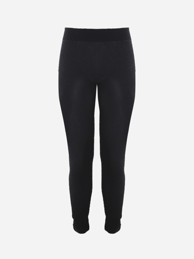 Shop Jacquemus Aranciu Legging In Ribbed Knit In Black