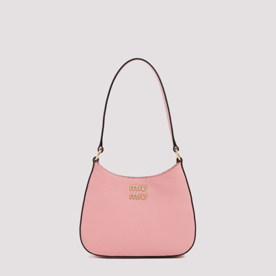 Shop Miu Miu Logo Plaque Zipped Hobo Shoulder Bag In Pink