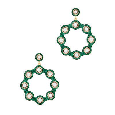 Shop Soru Jewellery Embellished 18kt Gold-plated Drop Earrings In Green