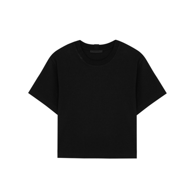 Shop Helmut Lang Black Logo Cropped Cotton T-shirt