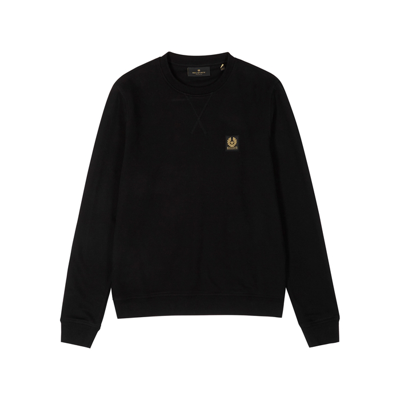 Shop Belstaff Black Logo Cotton Sweatshirt