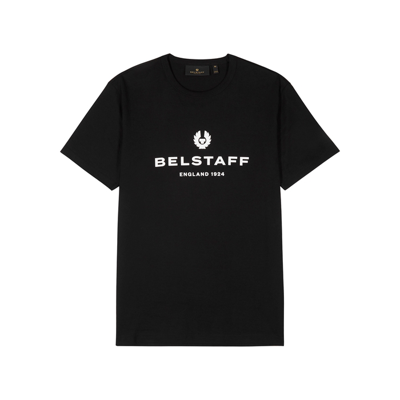 Shop Belstaff 1924 Black Logo Cotton T-shirt