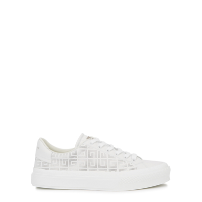 Shop Givenchy City Court White Perforated Leather Sneakers, Sneakers, White