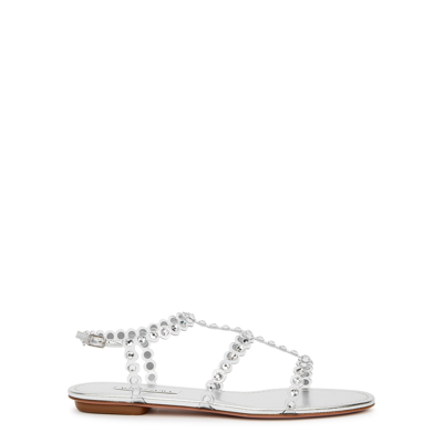 Shop Aquazzura Tequila Crystal-embellished Pvc Sandals In Silver