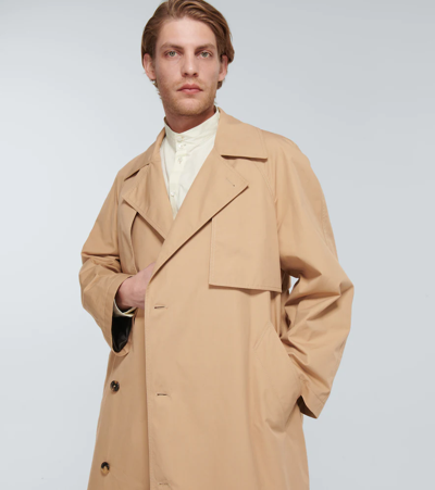 Shop Loewe Double Flap Cotton Trench Coat In Caramel