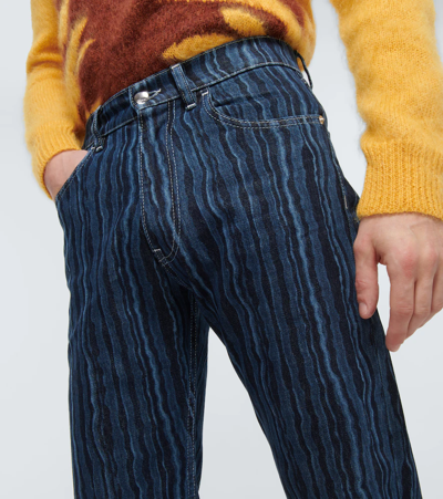 Shop Marni Striped Cotton Pants In Blublack