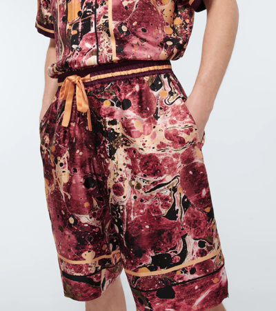 Shop Dolce & Gabbana Printed Silk Bermuda Shorts In Marmorizz Mix Bord