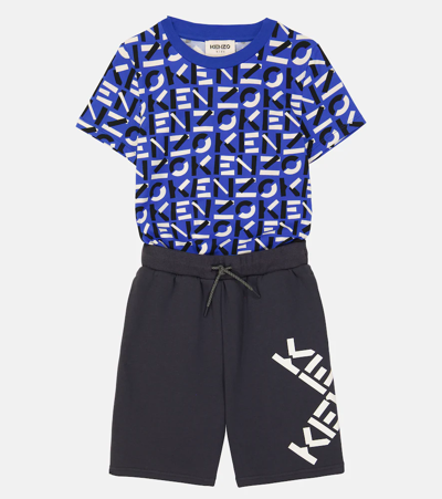 Shop Kenzo Printed Cotton T-shirt In Blue