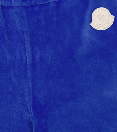 Shop Moncler Cotton-blend Velour Shorts In Light Blue