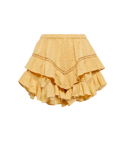 Shop Isabel Marant Étoile Jocadia Embroidered Gauze Miniskirt In Honey