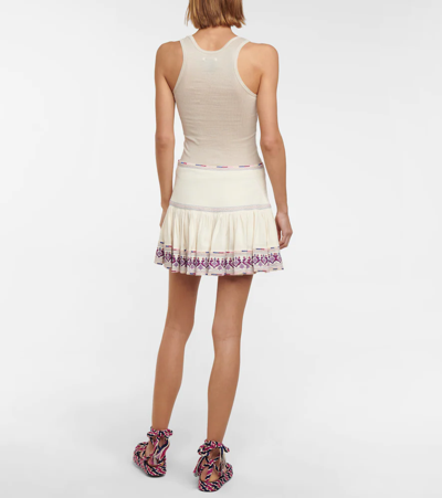 Shop Isabel Marant Étoile Tyruss Embroidered Cotton Miniskirt In Ecru