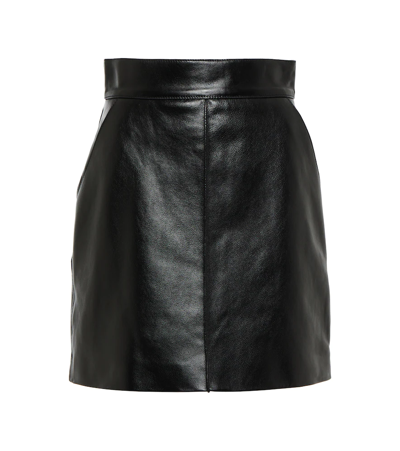Shop Dolce & Gabbana Leather Miniskirt In Nero