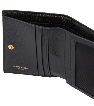 Saint Laurent Monogram Zipped Leather Wallet In Nero