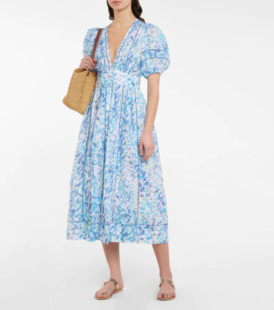 Poupette St Barth Poupette St. Barth Midi Dress `reine` In Blue Esterel